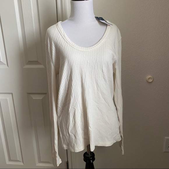 Universal Thread Long Sleeve Pointelle Tee | Cream - Picture 2 of 4